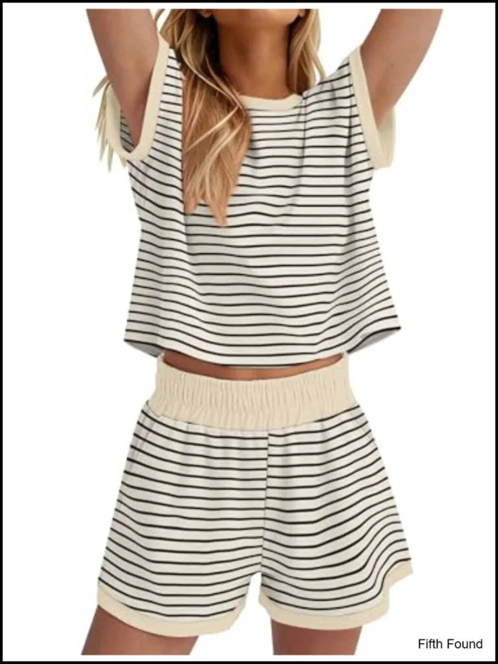 Two Piece Lounge Short Sets Cap Sleeve Crew Neck Sweatsuit with Pocket